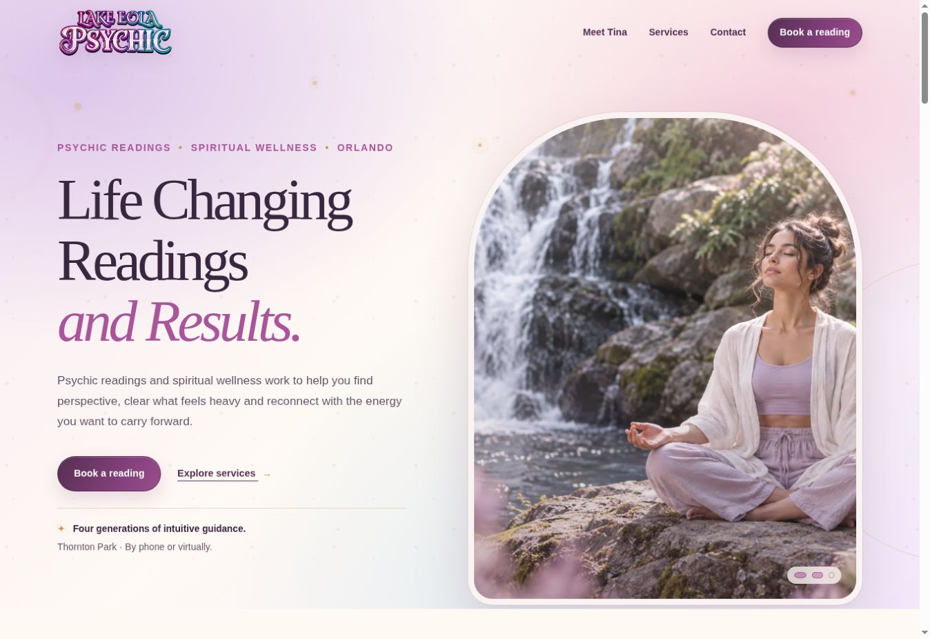 Lake Eola Psychic website homepage designed by True Reach Media Group