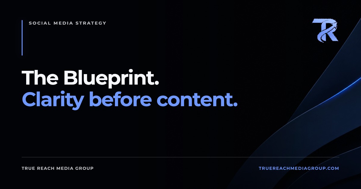 Blueprint grid representing a social media audit and strategy